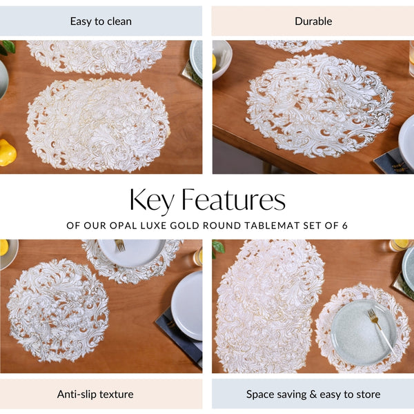 Luxe Gold Round Tablemat Set Of 6