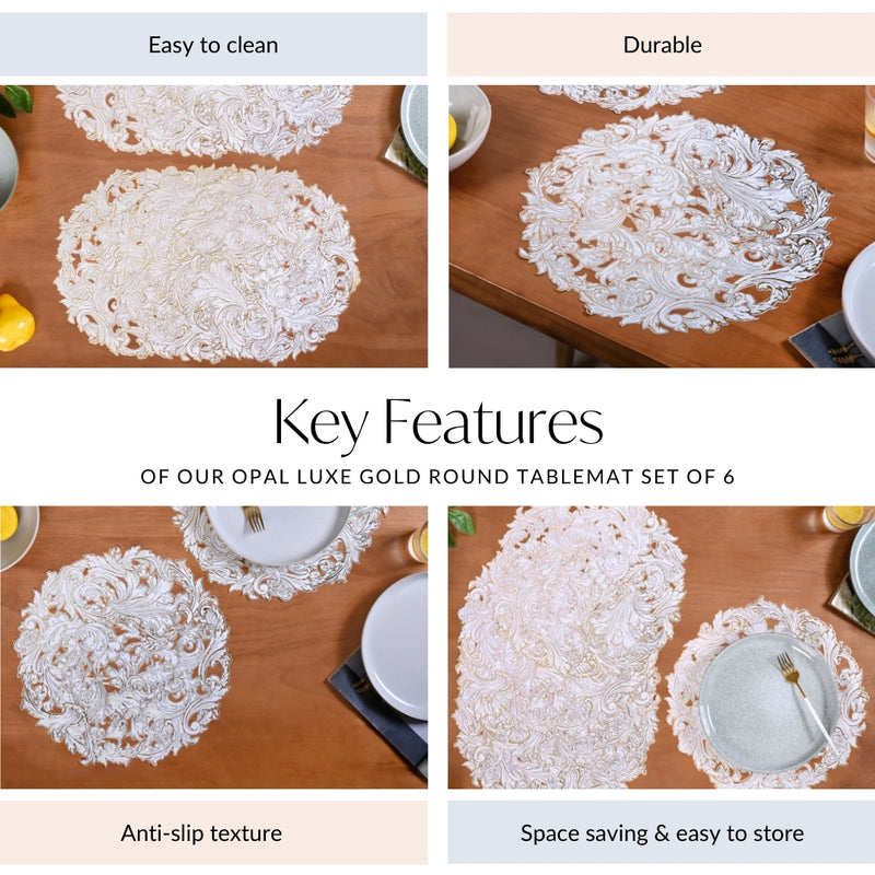 Opal Luxe Gold Round Tablemat Set Of 6