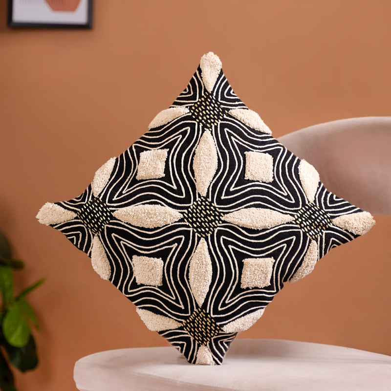 Optical Illusion Abstract Print Cushion Cover 15x15 Inch