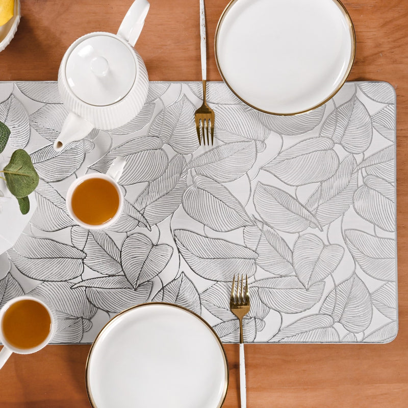 Opulent Silver Leaf Center Table Runner 36x14 Inch