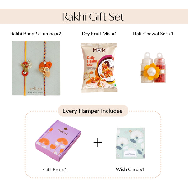 Orange And Gold Peacock Rakhi Gift Set