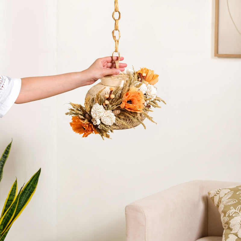 Organic Floral Lantern Orange