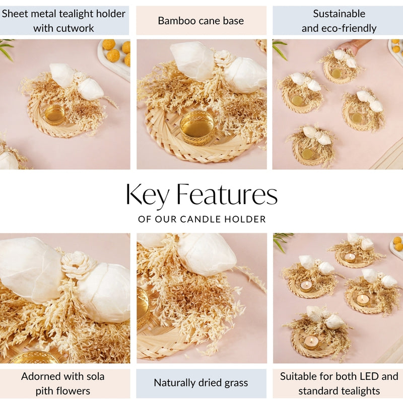 Organic Tea Light Holder White Set Of 4