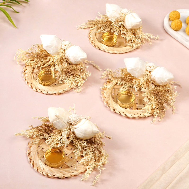 Organic Tea Light Holder White Set Of 4