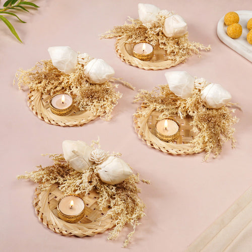 Organic Tea Light Holder White Set Of 4