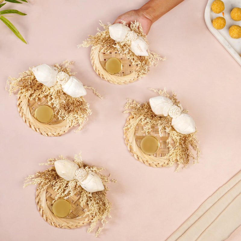 Organic Tea Light Holder White Set Of 4