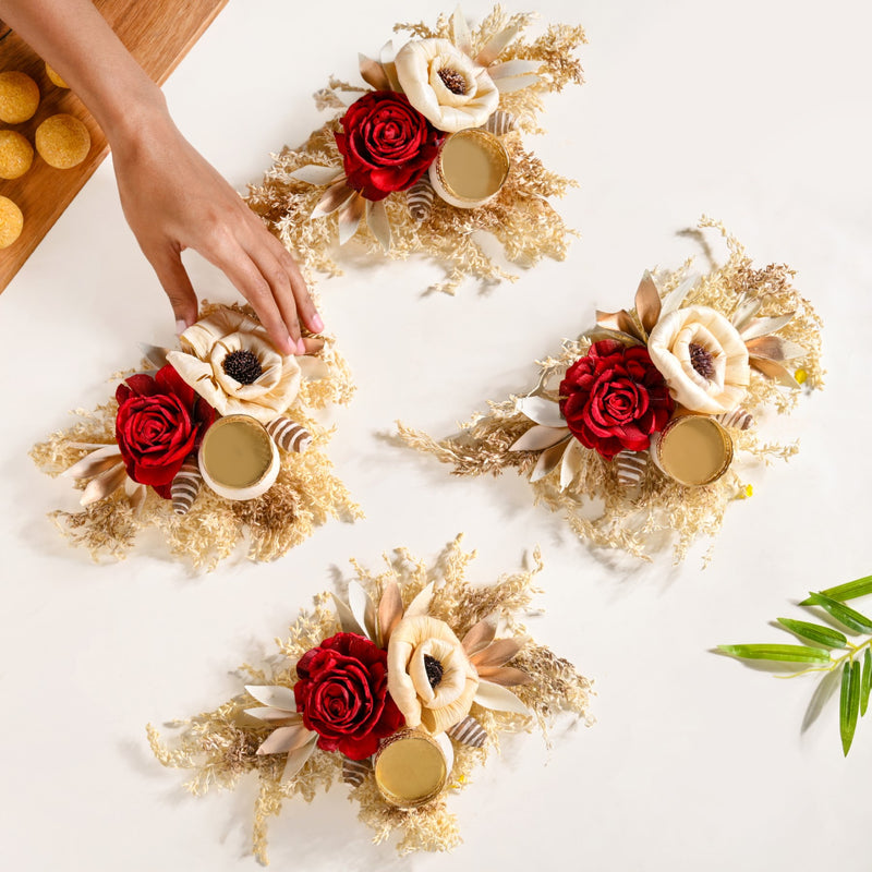 Organic Tealight Candle Holder Red Set Of 4