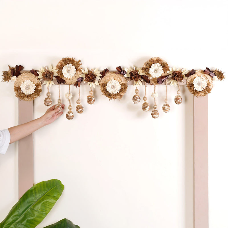 Organic Toran With Sola Flowers And Corn Husk Decoration