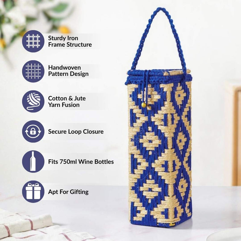 Champagne Bottle Holder Basket Blue