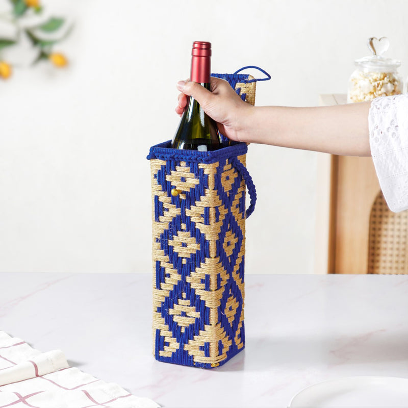 Champagne Bottle Holder Basket Blue