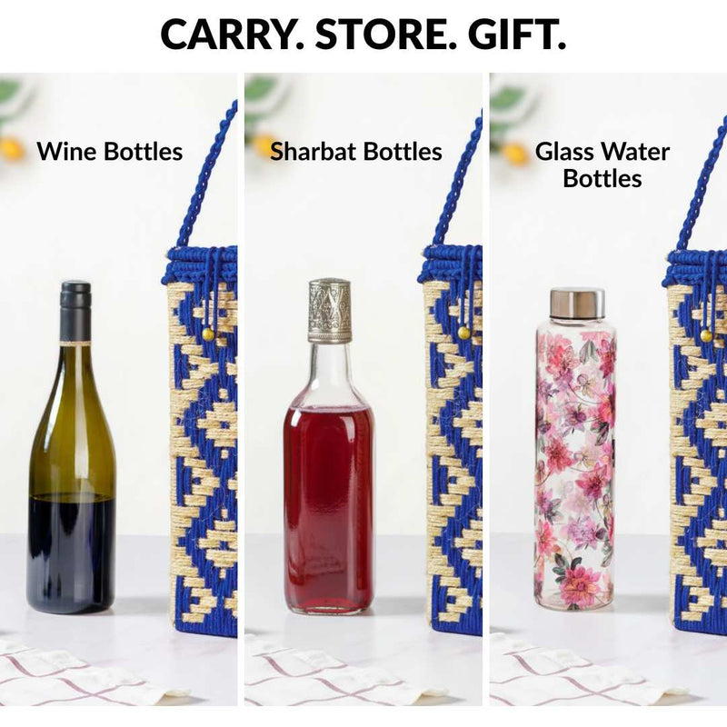 Champagne Bottle Holder Basket Blue