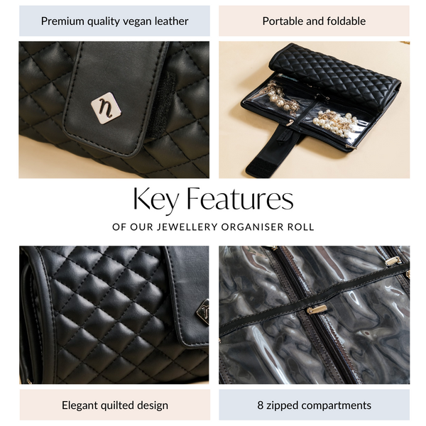 Black Quilted Jewellery Organiser