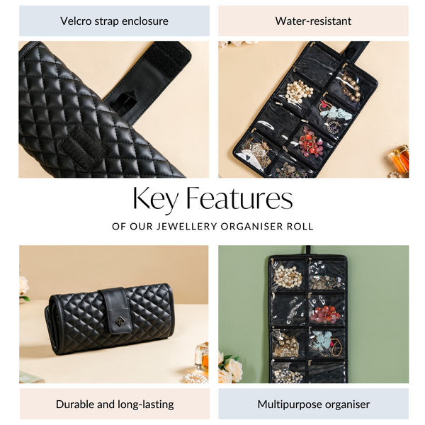 Black Quilted Jewellery Organiser