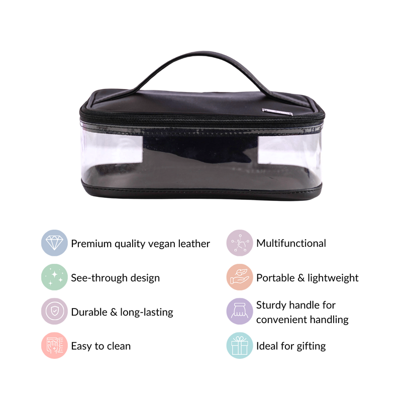 Vegan Leather Makeup Organizer Black