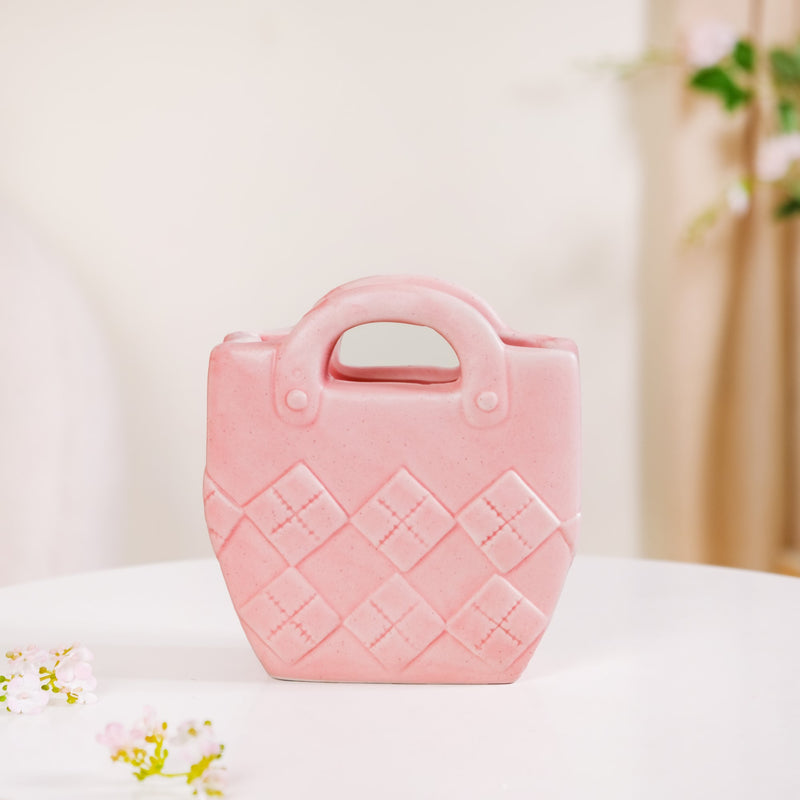 Ceramic Bag Shaped Organizer Pink