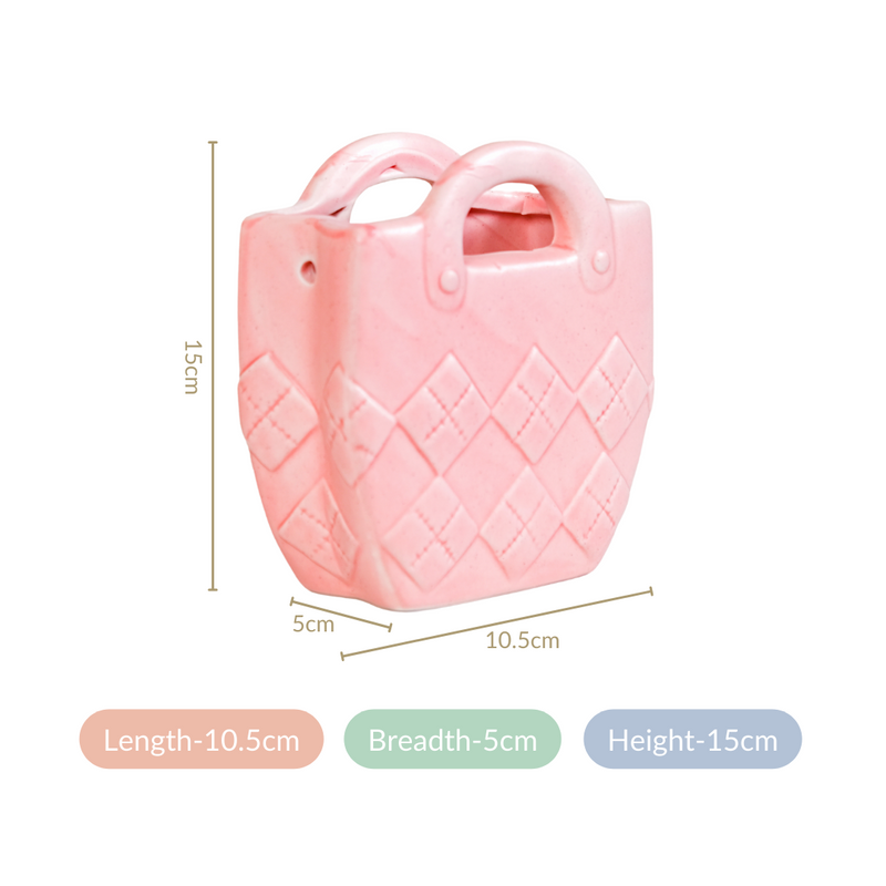 Ceramic Bag Shaped Organizer Pink