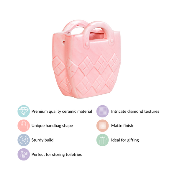 Ceramic Bag Shaped Organizer Pink