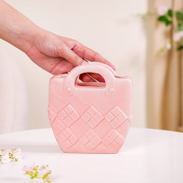Ceramic Bag Shaped Organizer Pink
