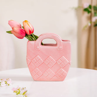 Ceramic Bag Shaped Organizer Pink