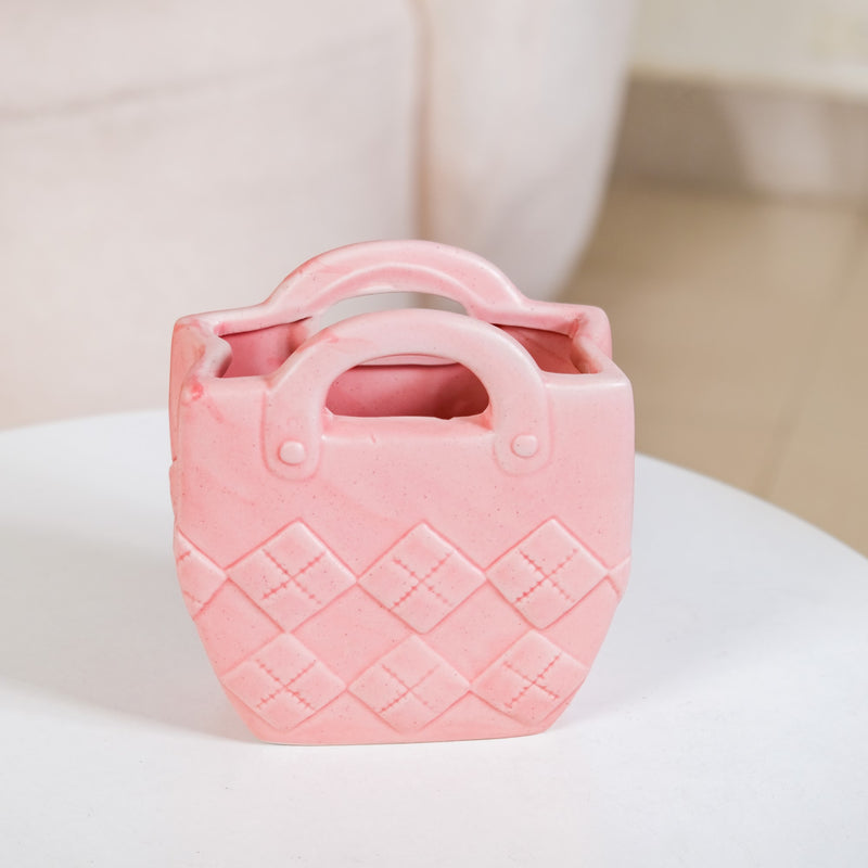 Ceramic Bag Shaped Organizer Pink