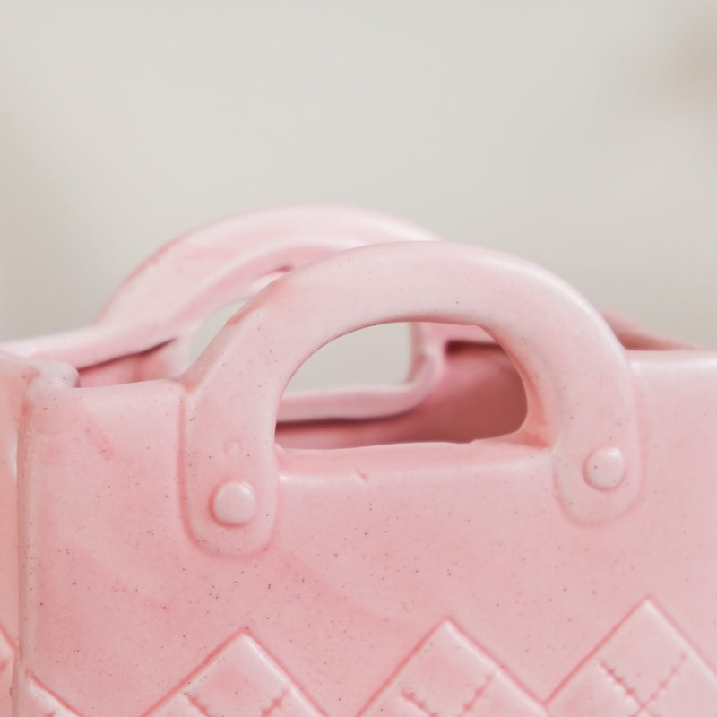 Ceramic Bag Shaped Organizer Pink