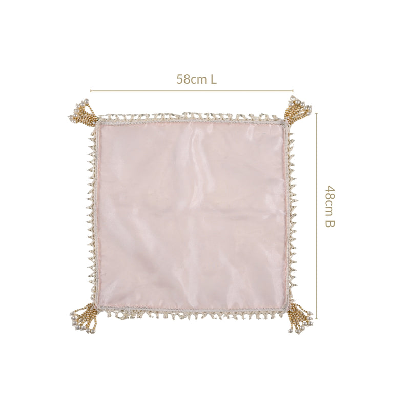 Organza Embellished Pink Shagun Thali Cover