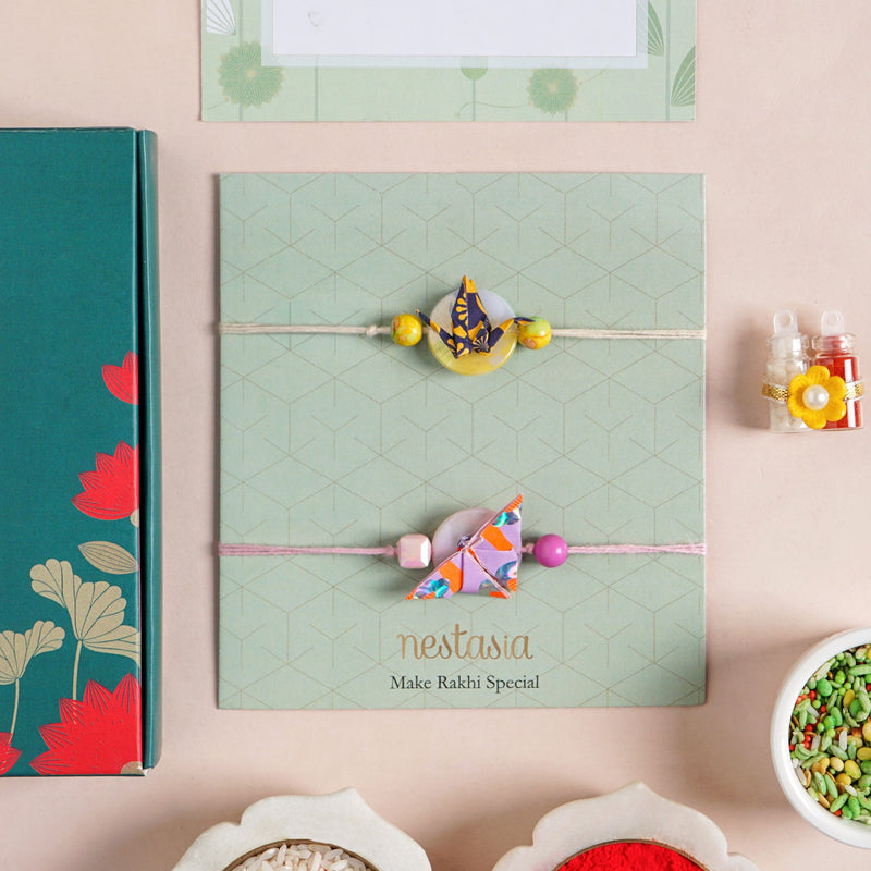 Origami Rakhi For Brother Set Of 4 With Gift Box And Card