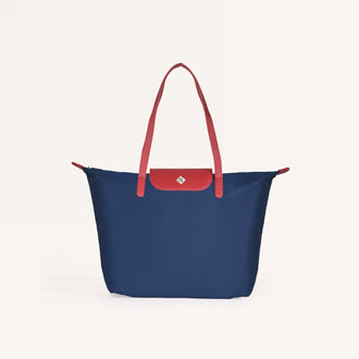 Origami Foldable Shoulder Tote Bag Navy Blue