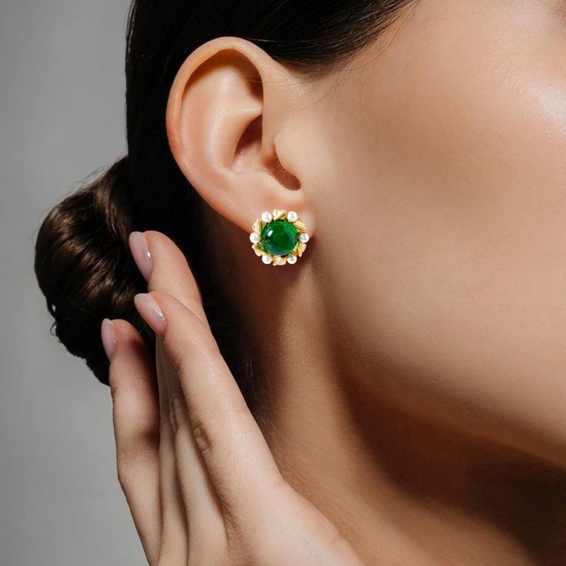 Ornate Pearl Statement Studs