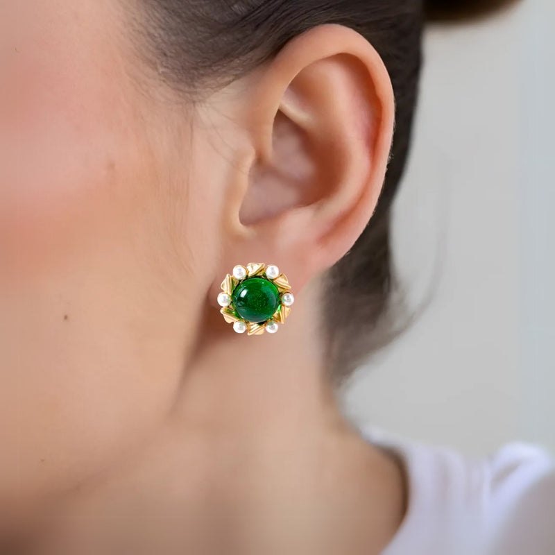 Ornate Pearl Statement Studs