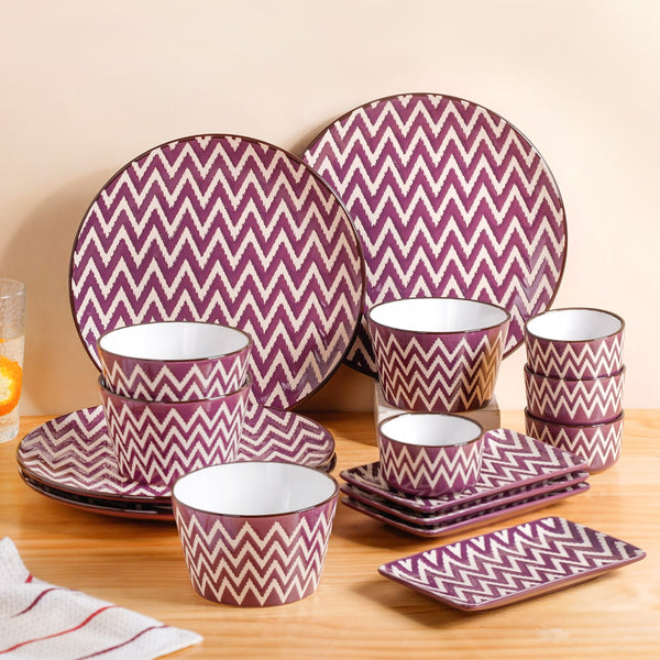 Oscilla Purple 16 Piece Premium Dinner Set For 4