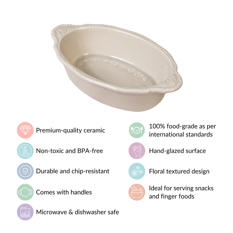 Beige Ceramic Bowl With Handle Set Of 4 200ml