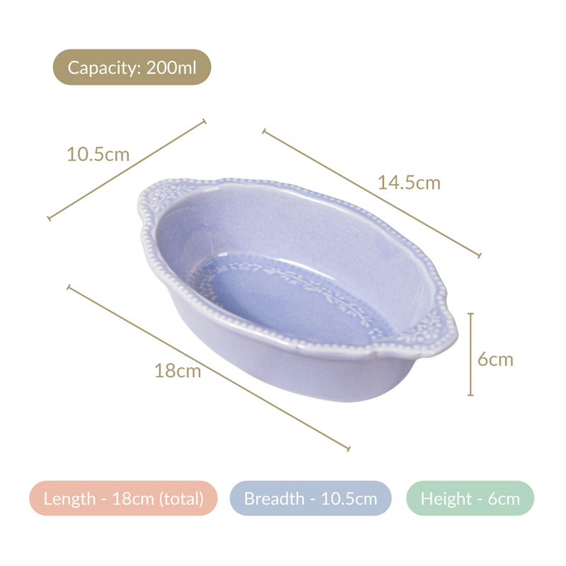 Lavender Oval Ceramic Bowl Set Of 4 200ml