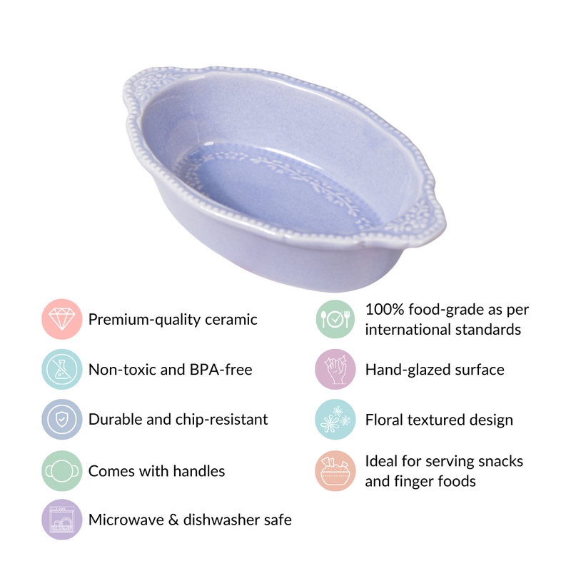 Lavender Oval Ceramic Bowl Set Of 4 200ml