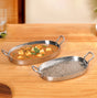 Oval Hammered Stainless Steel Serveware Set Of 2
