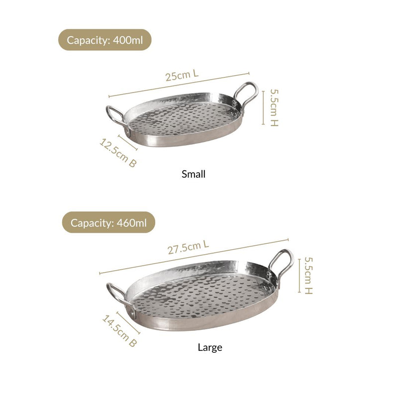 Oval Hammered Stainless Steel Serveware Set Of 2