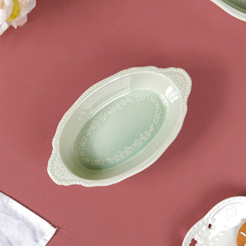 Mint Green Oval Snack Bowl With Handle Set Of 4 200ml