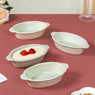 Mint Green Oval Snack Bowl With Handle Set Of 4 200ml