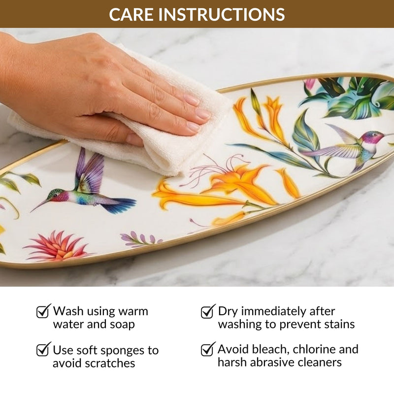 Tropical Long Metal Platter With Dip Bowl Set Of 2 In Gift Box