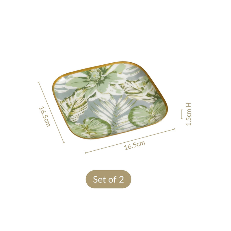 Pastel Tropic Leaf Platter Set Of 2 In Gift Box