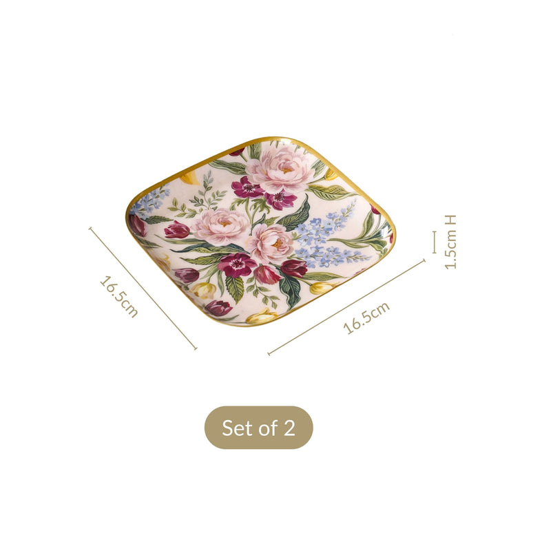 Vintage Blooms Serving Platter Set Of 2 In Gift Box