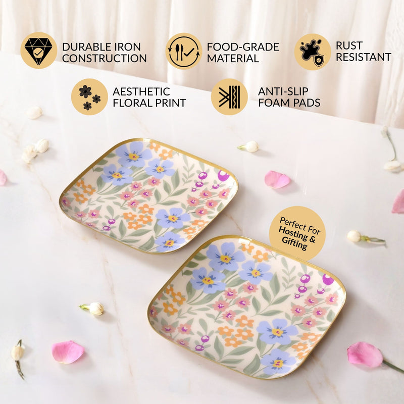 Peony Petals Snack Plates Set Of 2 In Gift Box