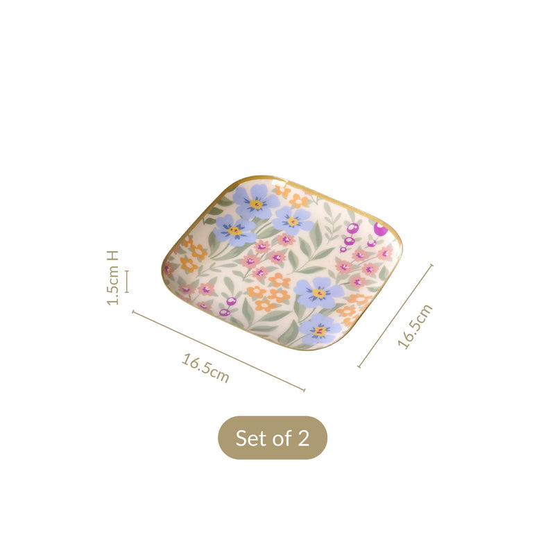 Peony Petals Snack Plates Set Of 2 In Gift Box