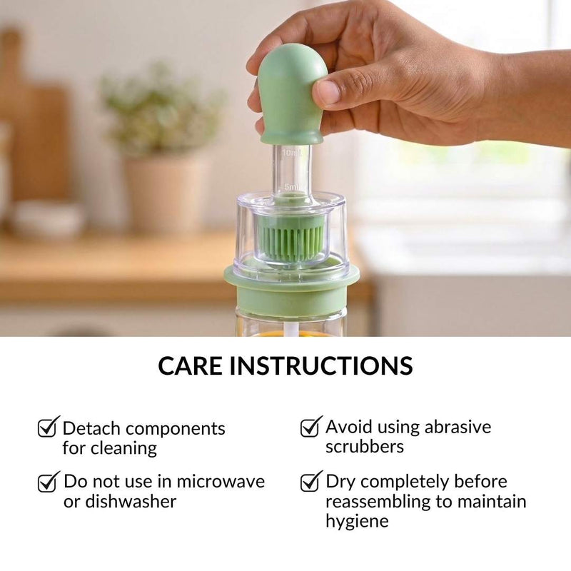 Two In One Oil Brush And Spray Bottle 180ml Green
