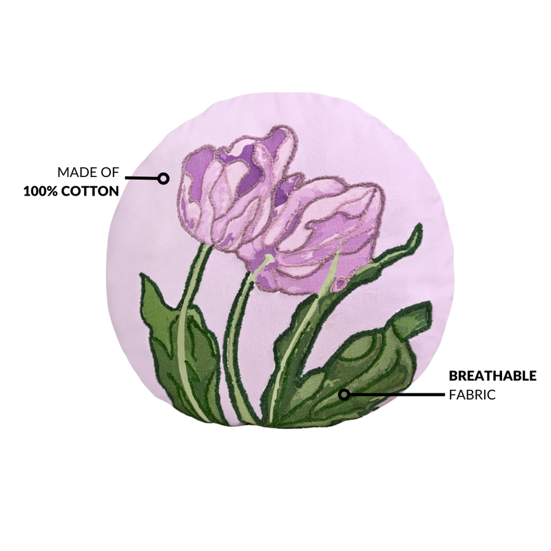 Embroidered Lilac Petal Cushion Cover 40cm