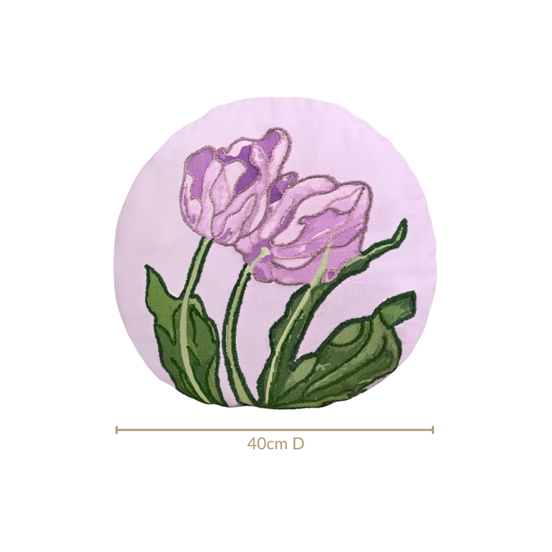 Embroidered Lilac Petal Cushion Cover 40cm
