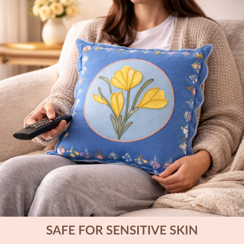 Bloom Era Blue Courtyard Cotton Cushion Cover 43x43cm