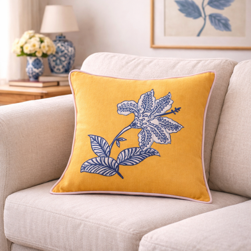 Bloom Era Petal Sketch Cotton Cushion Cover 43x43cm