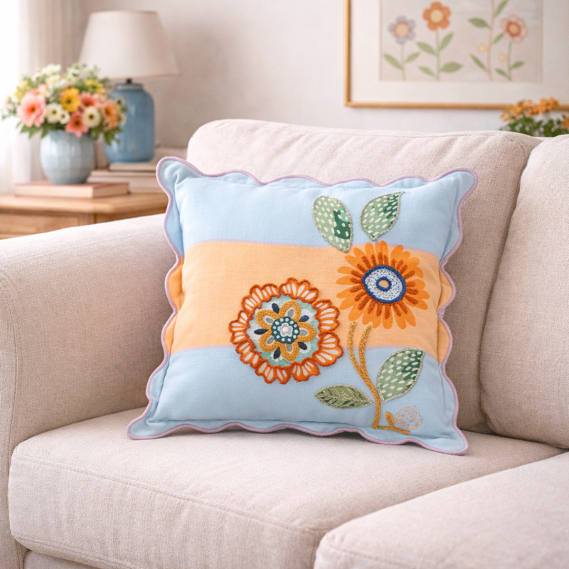 Bloom Era Pastel Cotton Cushion Cover 45x45cm