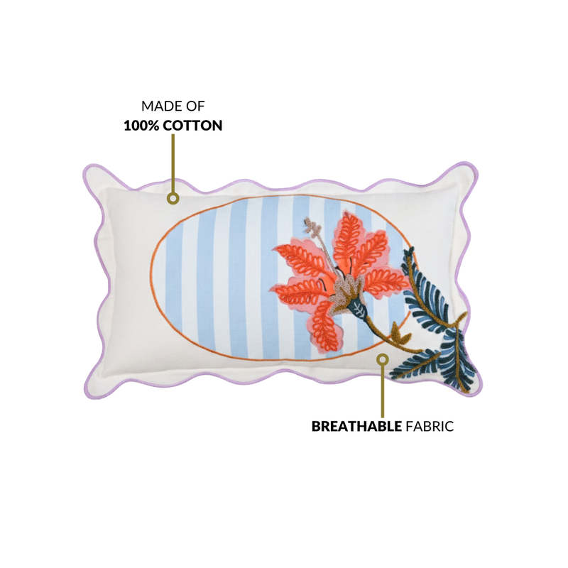 Bloom Era Hibiscus Cotton Cushion Cover 50x30cm